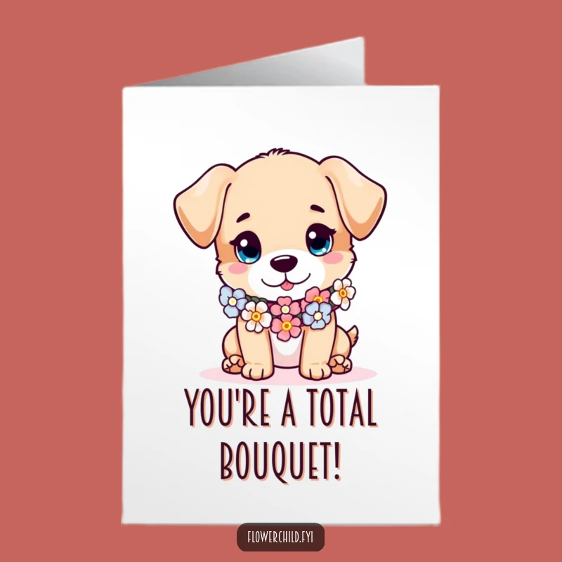 Free Printable Congrats Card: Puppy Flower Style, Cute Downloadable Gift