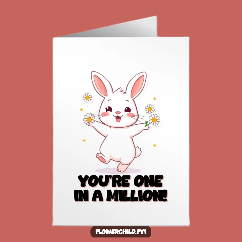 Free Printable Congrats Card: Rabbit's Daisy Dream Win Funny Downloadable Gift