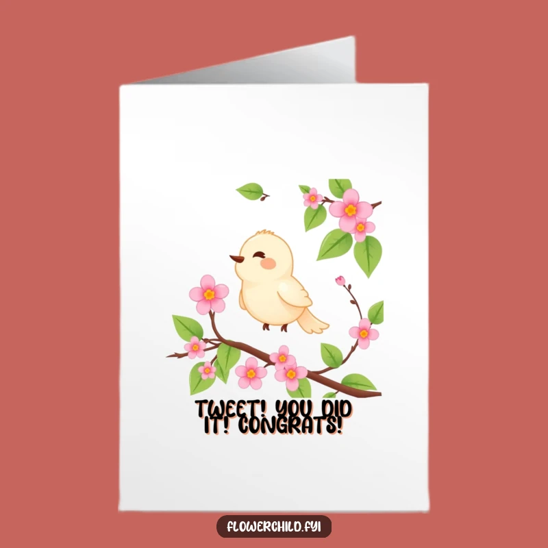 Free Printable Congrats Card: Serene Bird Vine, Instant Download