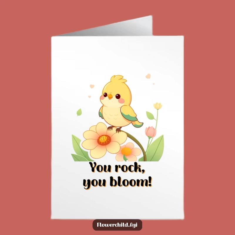 Free Printable Congrats Card: Singing Flower & Bird Humor for Any Celebration