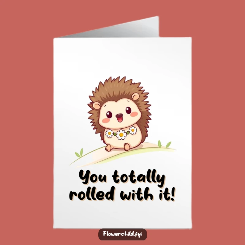Free Printable Congratulations Card: Funny Hedgehog Rolling Celebration!