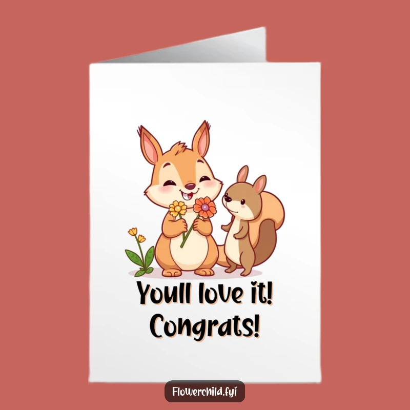 Free Printable Squirrel Congrats Card: Funny Downloadable Gift for Woodland Celebrations