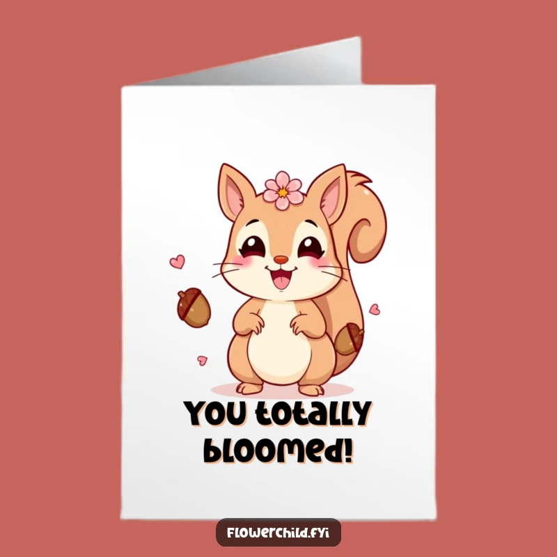 Free Printable Squirrel Congratulations Card: Petal Juggler Downloadable for Success
