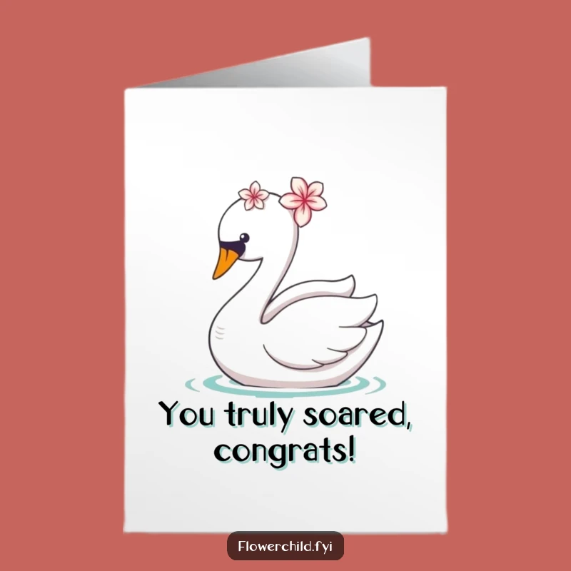 Free Printable Swan Congratulations Card: Elegant Flower Swan, Funny Downloadable Gift
