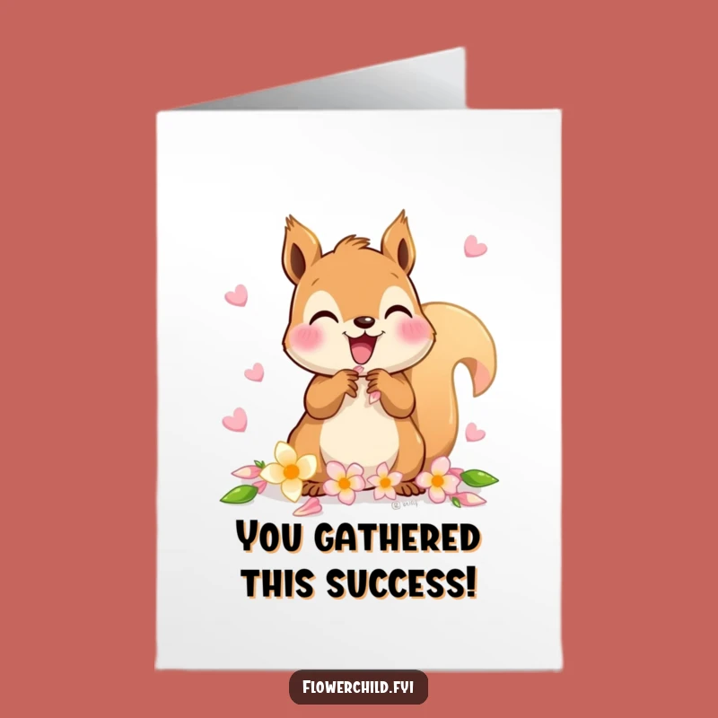 Free Printable Congrats Card: Squirrel Petals, Instant Download