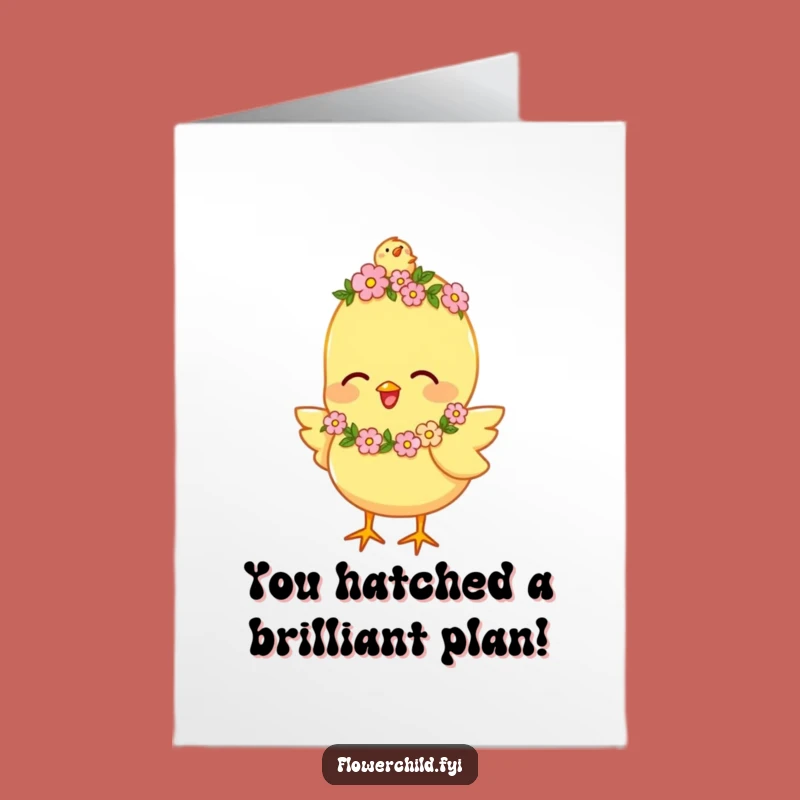 Free Printable Congrats Card: Chick's Cheerful Chirps of Success Funny Downloadable Gift