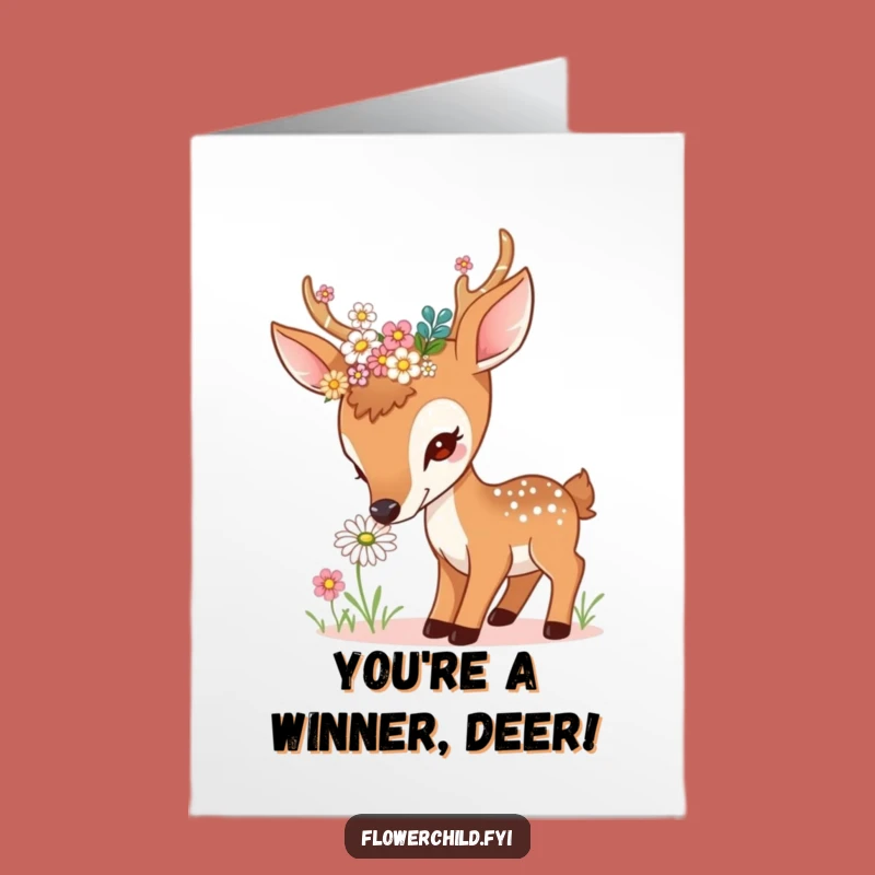 Free Printable Congrats Card: Deer Smells Success, Nature Downloadable Gift