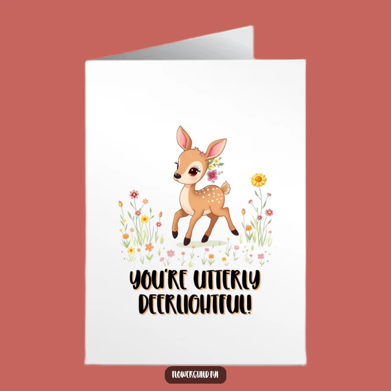Free Printable Congratulations Card: Deer Wildflowers Prance Celebration Downloadable