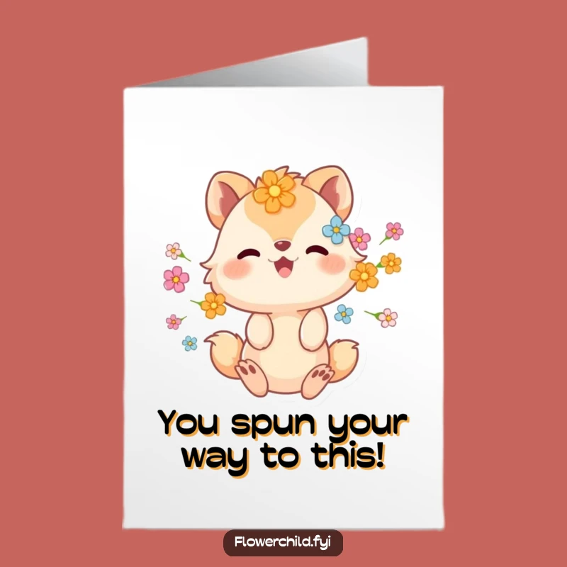 Free Printable Congrats Card: Spinning Flowery Animal, Celebration, Downloadable Joy