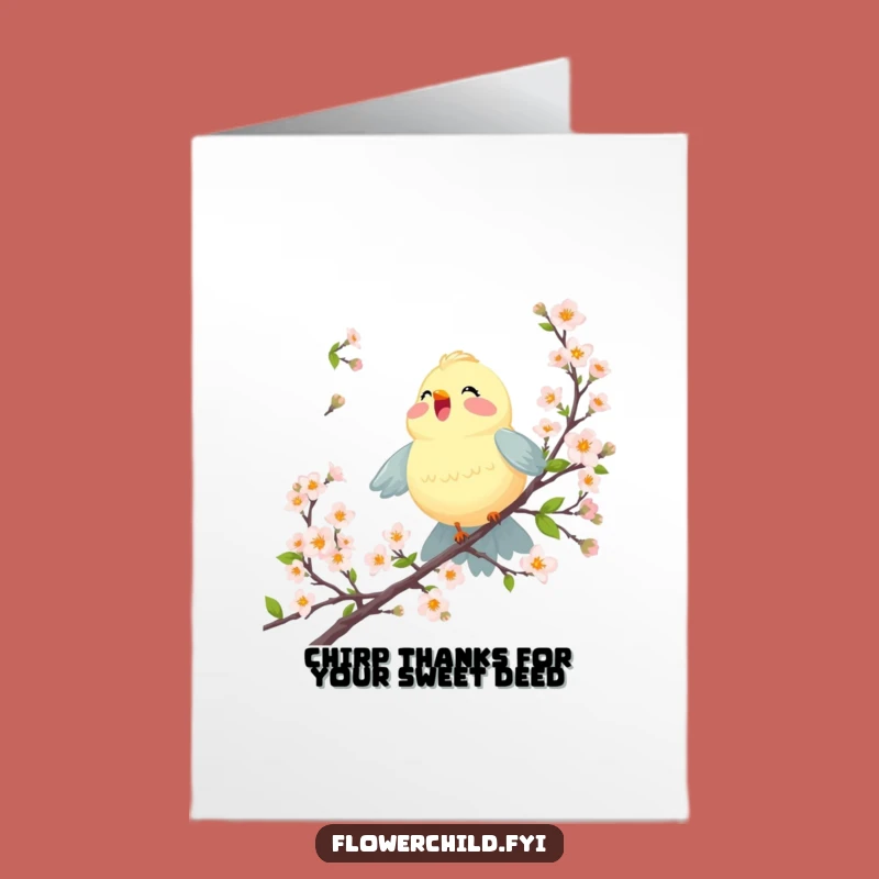 Free Printable Thank You Card: Joyful Bird Blossoms Funny Downloadable Gift