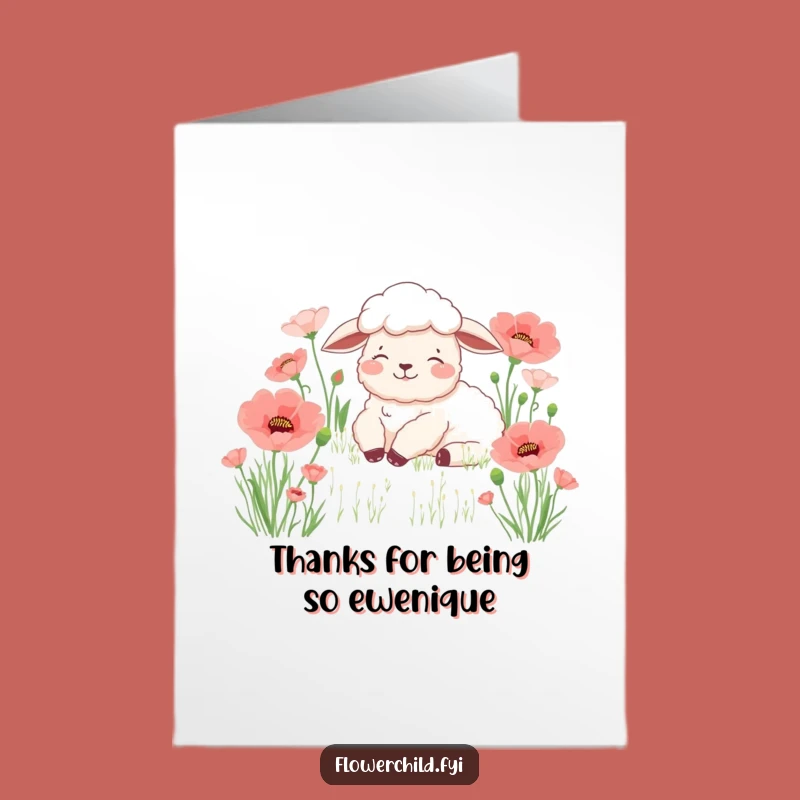 Free Printable Peaceful Sheep Thank You Card - Downloadable Grateful Rest!