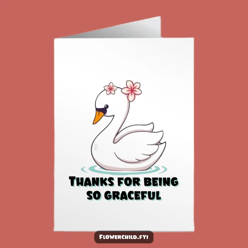 Free Printable Swan Thank You Card: Elegant Flower Swan Funny Downloadable Gift