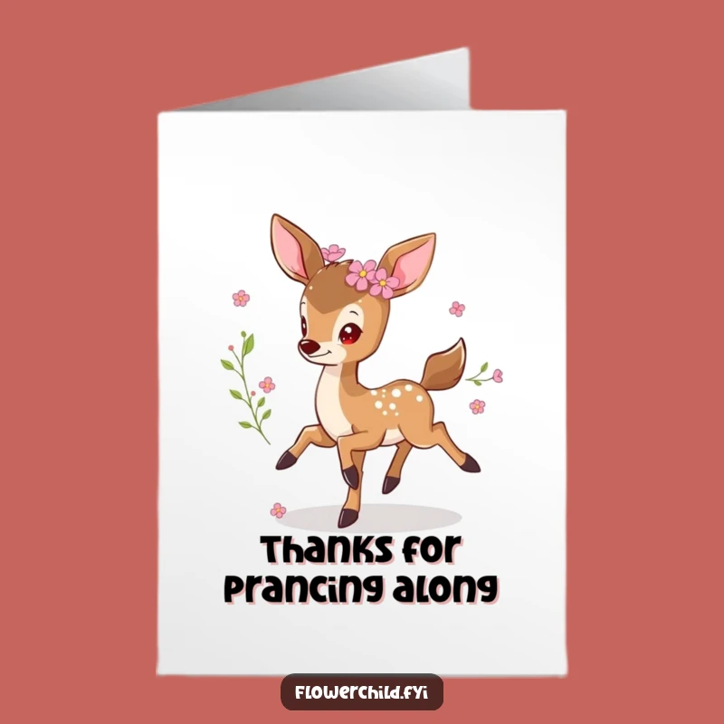 Free Printable Sweet Deer Thank You Card - Downloadable Floral Gratitude!