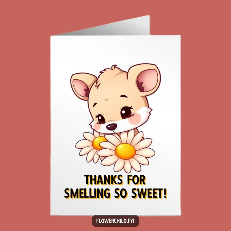 Free Printable Thank You Card: Curious Animal, Daisy, Grateful Downloadable