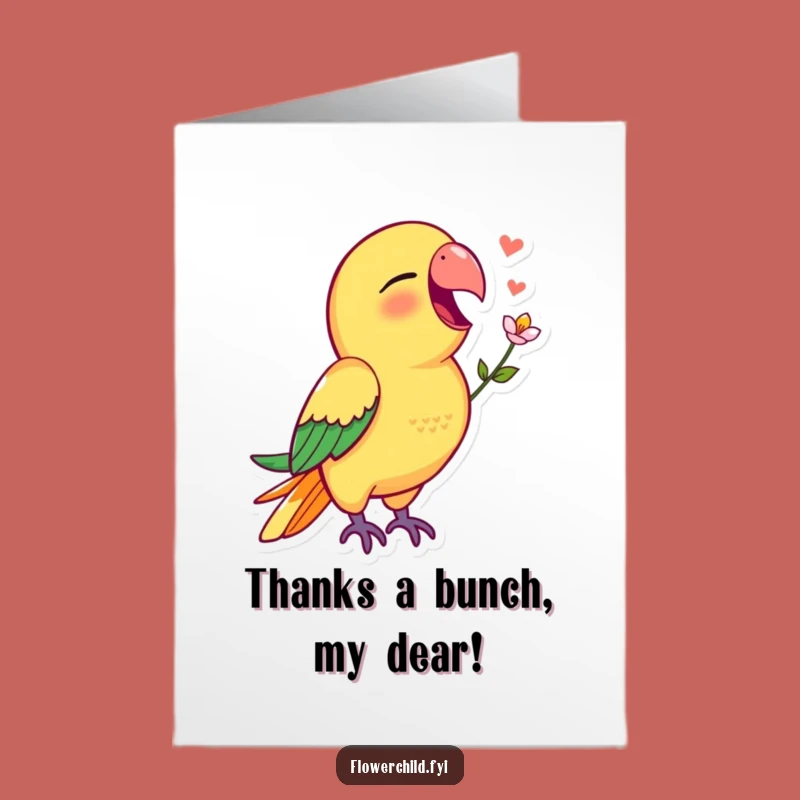 Free Printable Thank You Card: Happy Parrot Flower Design, Musical Downloadable Gift