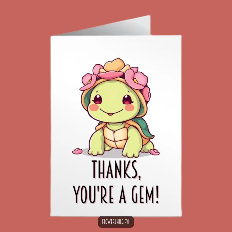 Free Printable Thank You Card: Turtle Petal Shell for Heartfelt, Funny Thanks