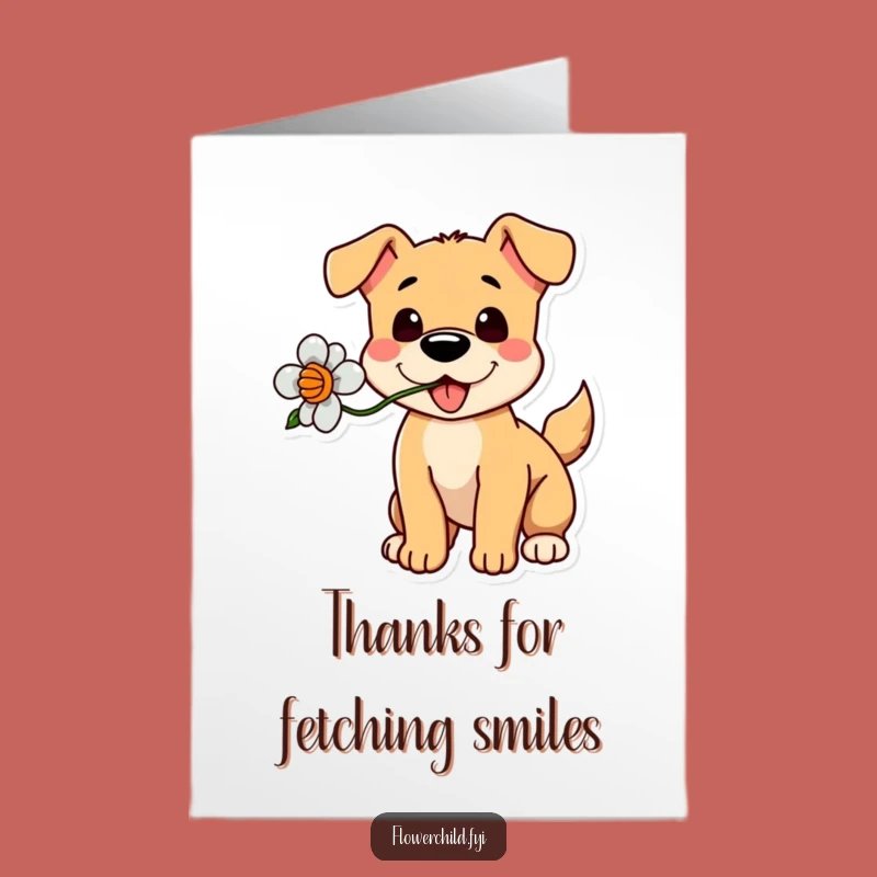 Playful Dog Flower Free Printable Thank You Card - Cheerful DIY Downloadable