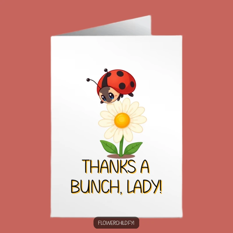 Free Printable Ladybug Thank You Card: Funny Downloadable Gift Expressing Gratitude
