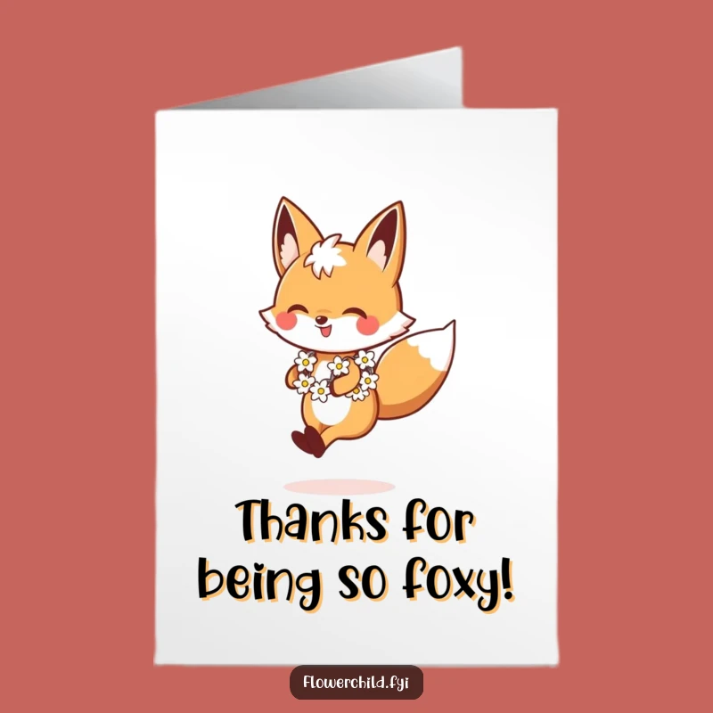 Free Printable Thank You Card: Happy Fox, Funny Downloadable Gift for Showing Appreciation