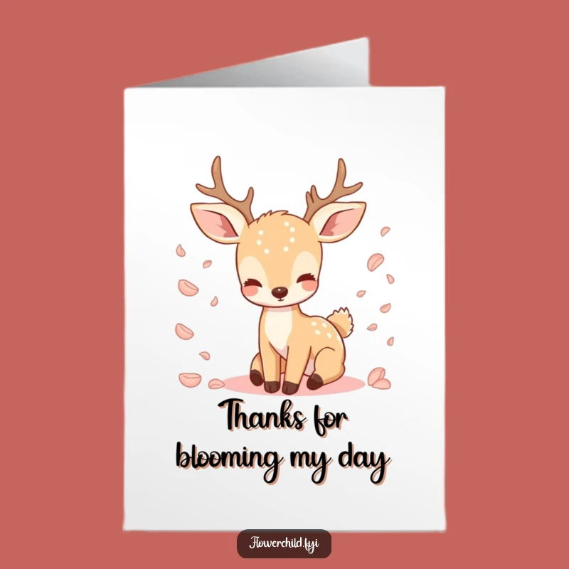 Free Printable Deer Thank You Card: Petal Gratitude, Funny Downloadable Gift