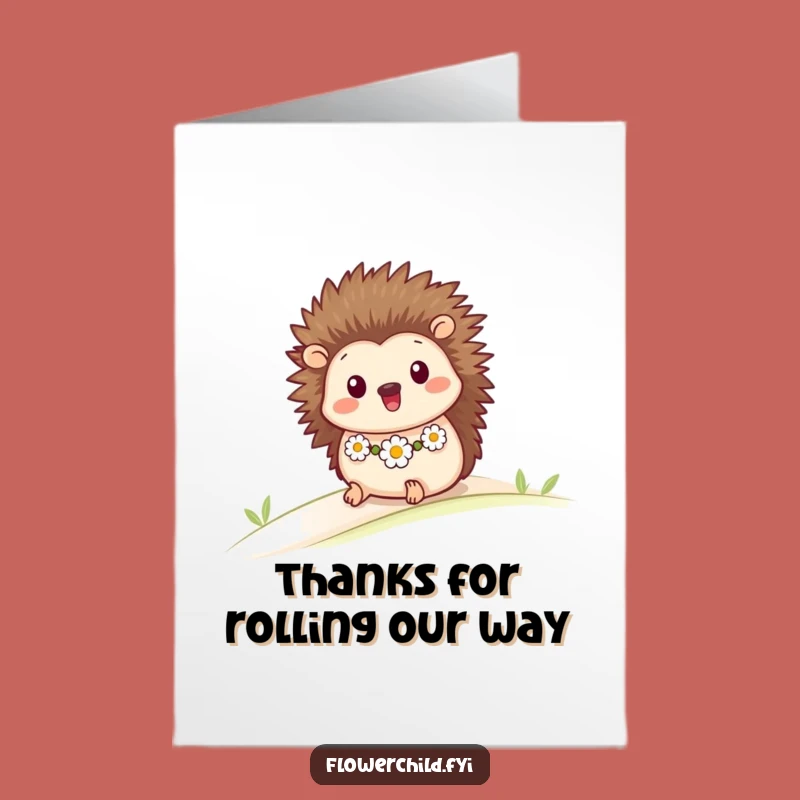 Free Printable Thank You Card: Adorable Hedgehog Rolling Downhill!