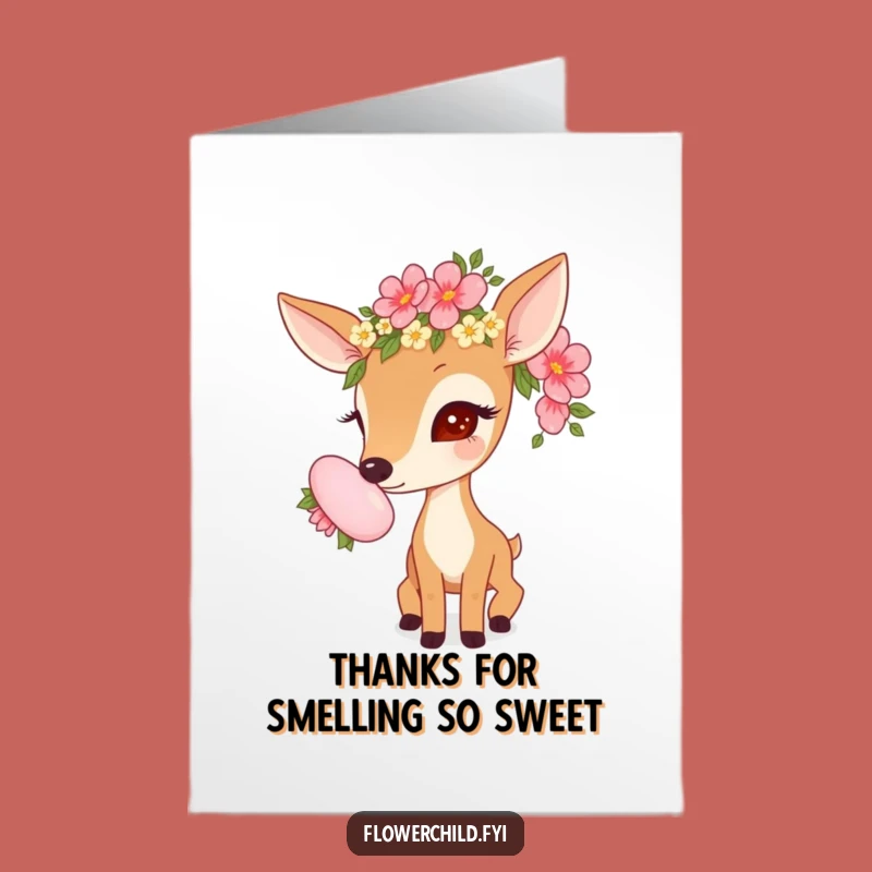 Free Printable Thank You Card: Deer & Flowers! Funny DIY Gift