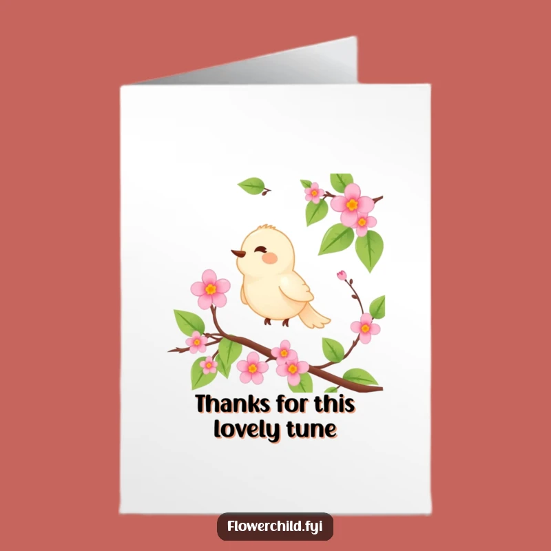 Free Printable Thank You Card: Serene Bird Vine, Easy Print