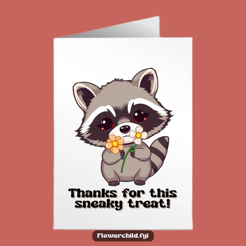 Free Printable Raccoon Thank You Card - Flower Mask Peek