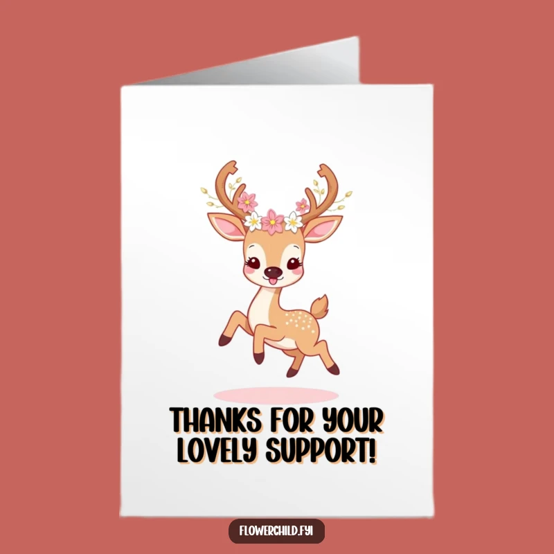 Free Printable Deer Thank You Card - Floral Antler Gratitude
