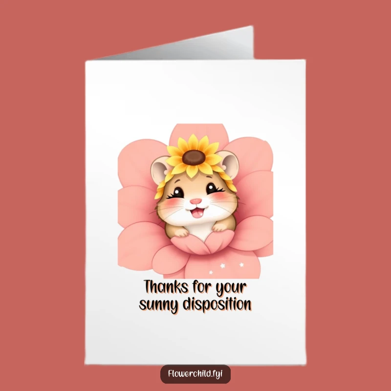 Free Printable Thank You Card: Giggling Hamster Sunflower Gratitude Downloadable Gift!