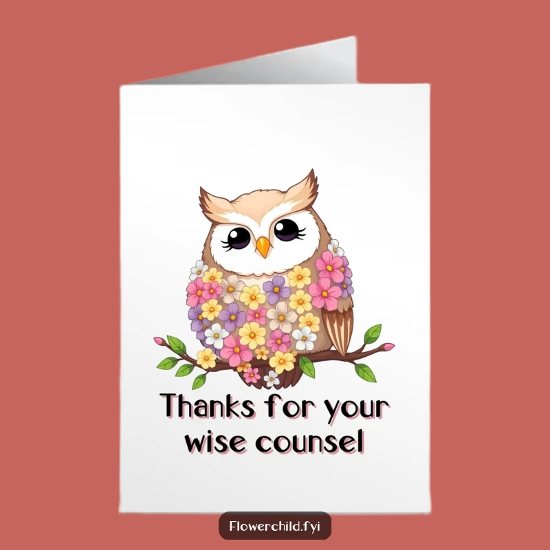 Free Printable Thank You Owl Card: Flower Boa Gratitude Downloadable Gift!