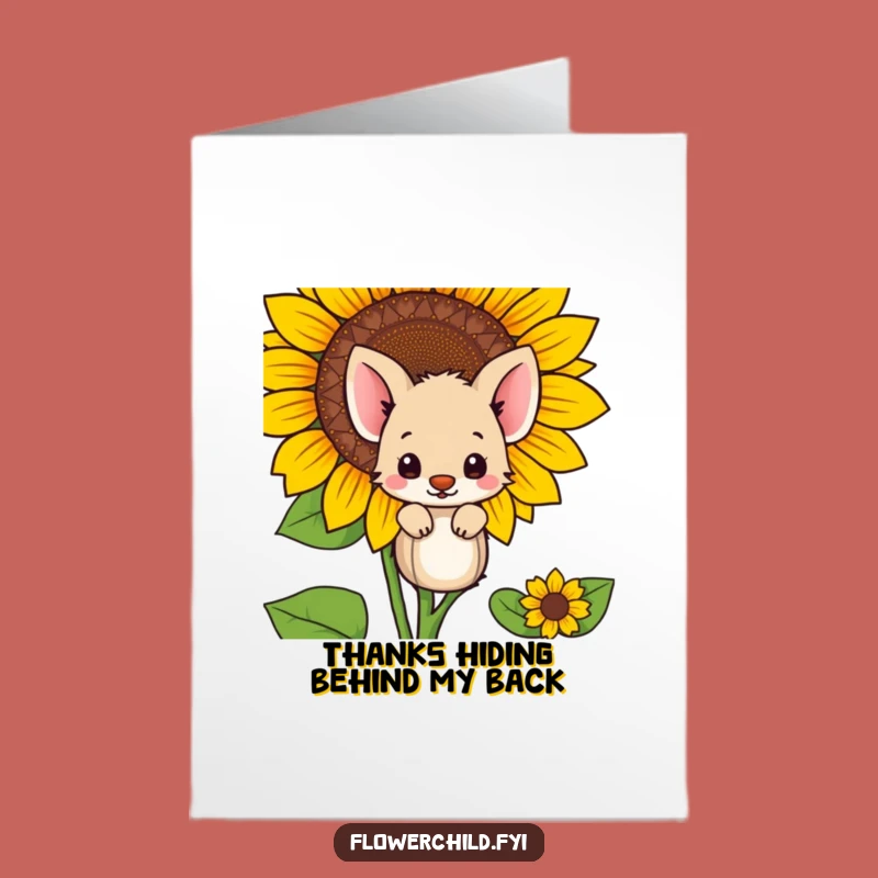 Free Printable Thank You Card: Shy Animal Sunflower Grace Funny Downloadable Gift