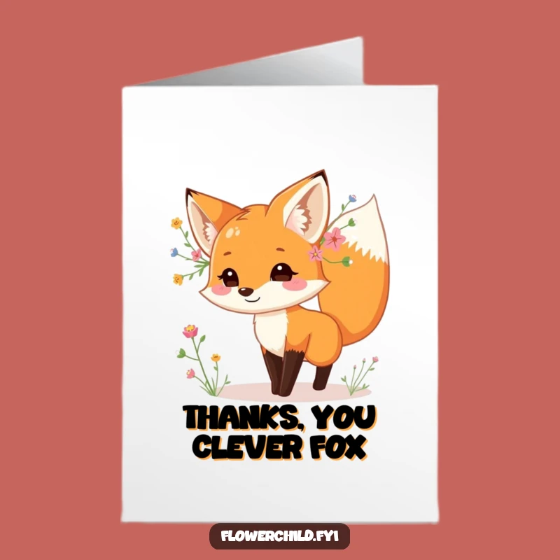 Free Printable Thank You Card: Fox Dances Thanks, Stylish Downloadable Gift