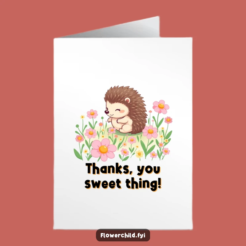 Free Printable Thank You Card: Funny Hedgehog Rolling, DIY Downloadable Appreciation