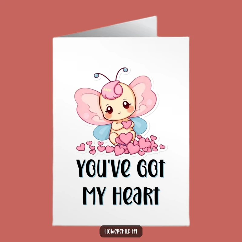 Free Printable Butterfly Thank You Card: Funny Love Heart Petals Downloadable