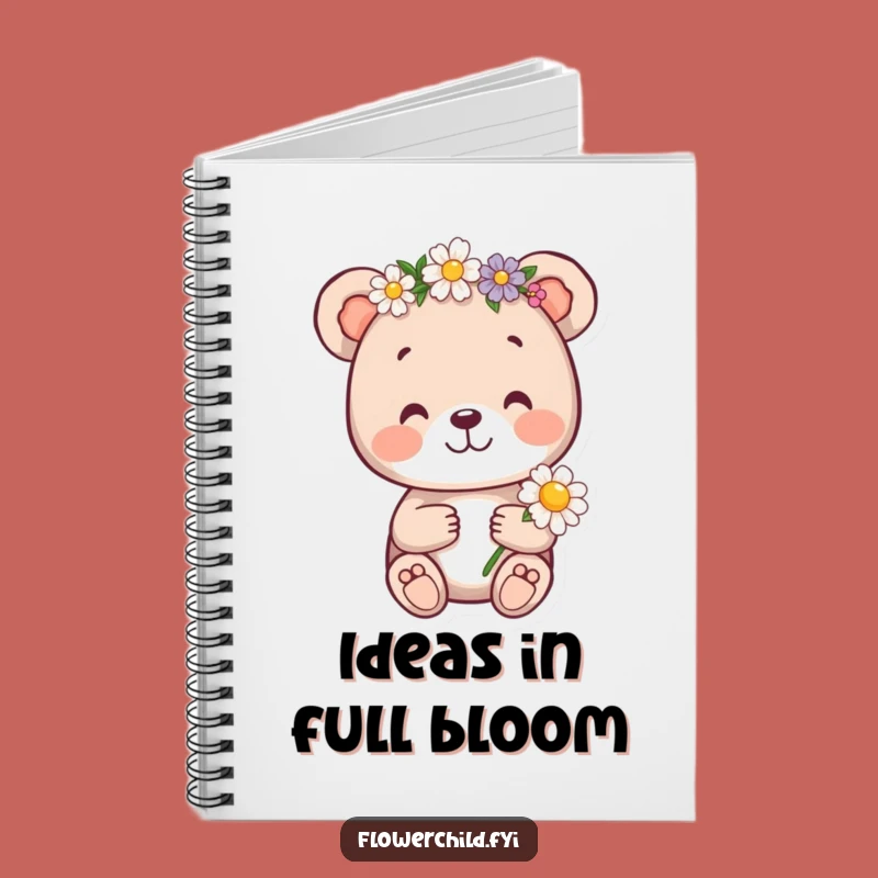 Funny Bear Cub Flower Crown Notebook - Journaling Fun Gift