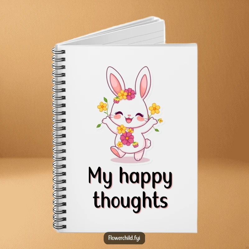 Funny Bunny Notebook: A joyful bunny with flowers dances across the cover, inspiring creative thoughts and happy notes.