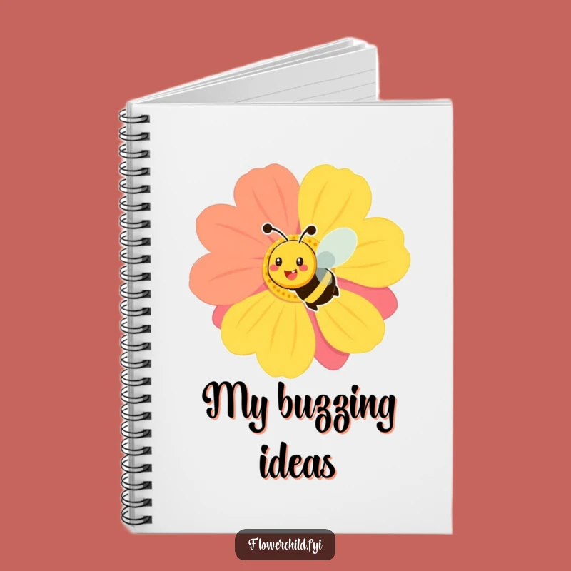 Funny Smiling Bee Flower Notebook - Cheerful Garden Journal Gift