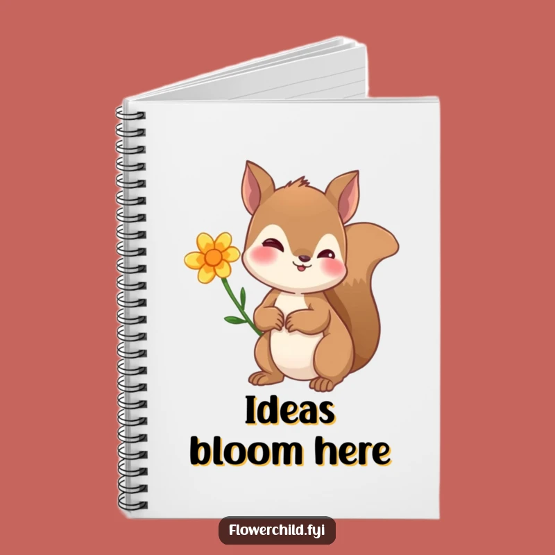 Funny Curious Squirrel Flower Ear Notebook - Cute Stationery Gift Idea