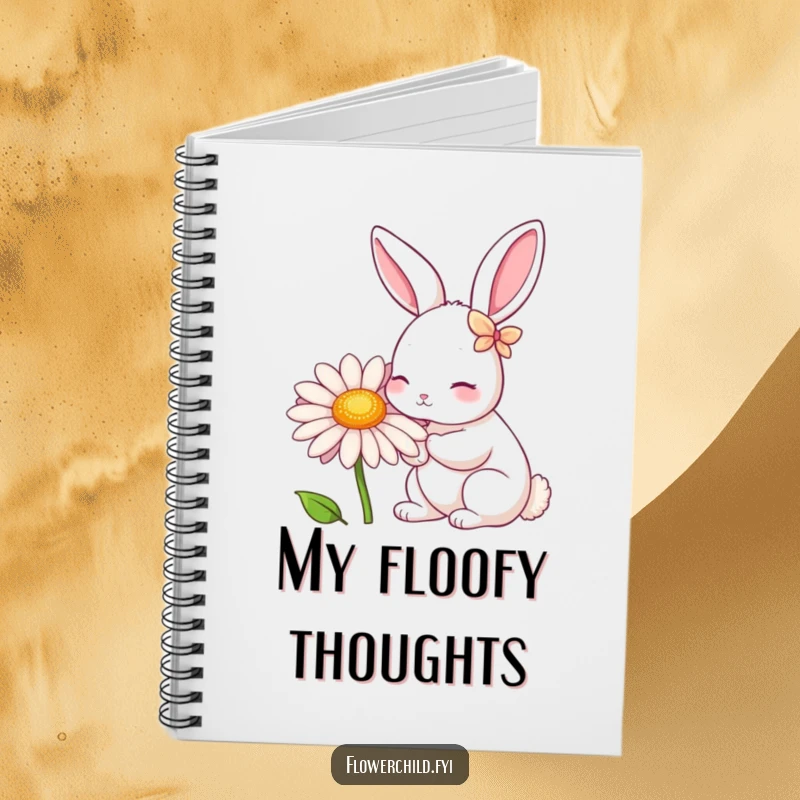 Funny Rabbit Daisy Nibbler Notebook: A rabbit with petal ears nibbles a giant daisy, ideal for notes and creative writing.