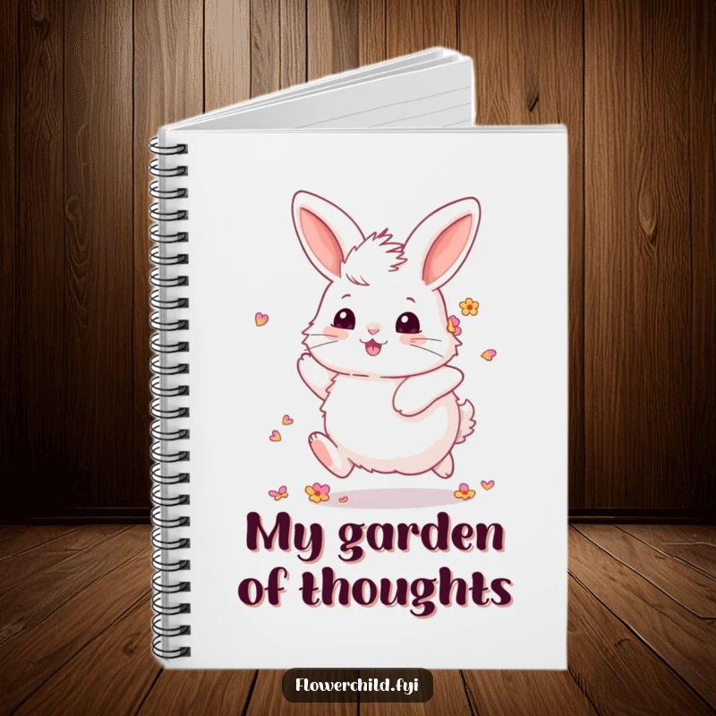 Funny Fluffy Bunny Flower Notebook: A notebook with a funny illustration of a fluffy bunny with petals in its fur, skipping joyfully. For your notes.