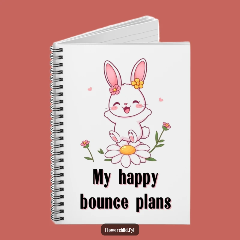 Funny Bunny Daisy Bounce Notebook: Cute Flower Journal