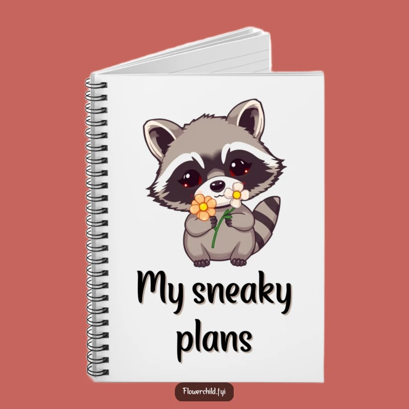 Funny Raccoon Flower Notebook: Jot Down Mischievous Ideas