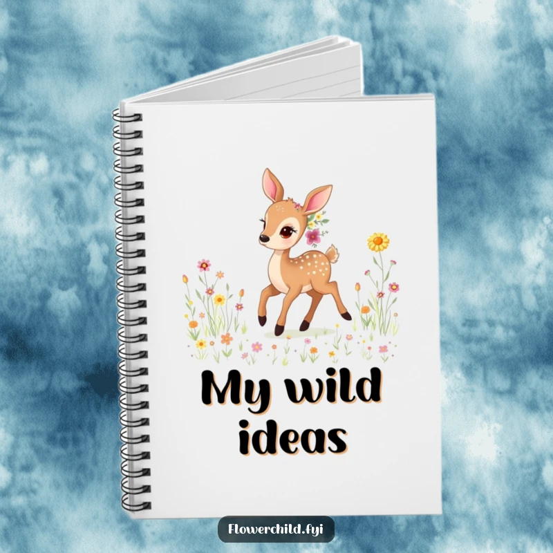 Funny Gentle Deer Wildflower Notebook: A notebook with a funny illustration of a gentle deer adorned with wildflowers, prancing through a meadow. For your thoughts.