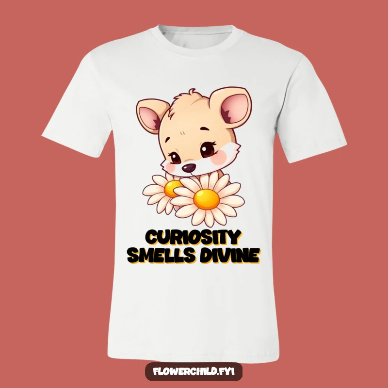 Funny Curious Animal Daisy Sniffing T-Shirt: Explore Life's Little Joys