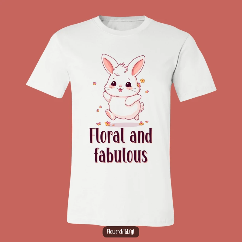 Funny Fluffy Bunny Flower Tee: Skip into Joyful Spring Gift