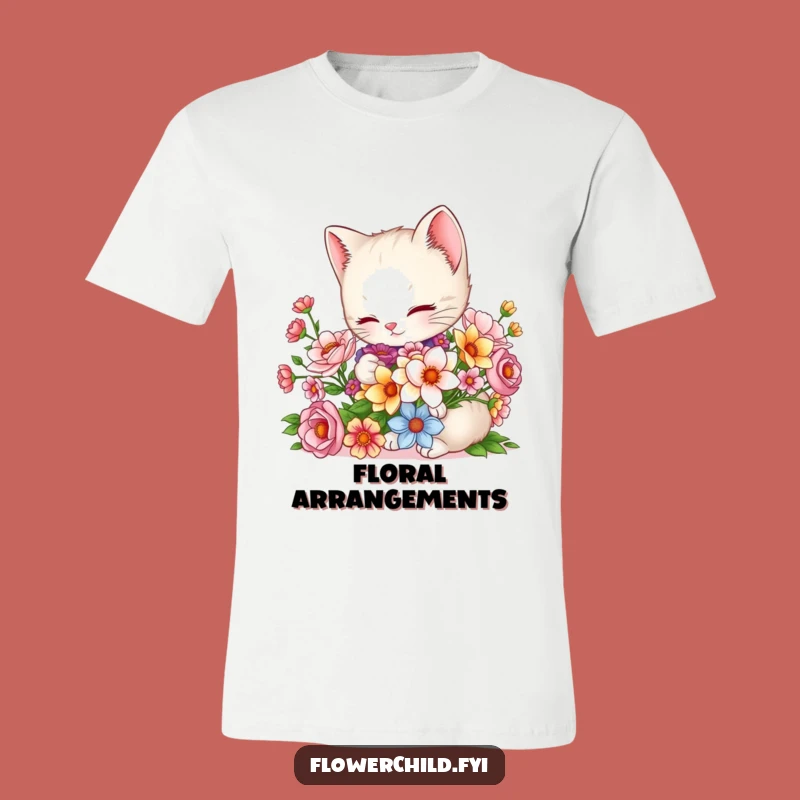 Funny Charming Kitten Bouquet T-Shirt: Cute Floral Apparel for Cat Lovers