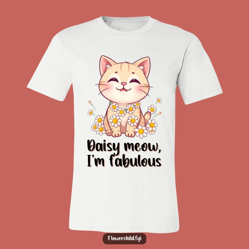 Funny Cat Daisy Chain T-Shirt - Whimsical & Cute Gift