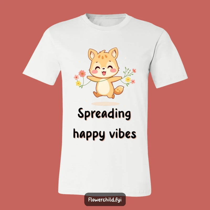 Funny Happy Animal Flower T-Shirt - Joyful Character Apparel for Sunny Days