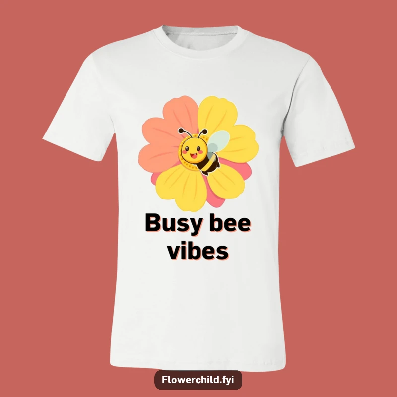 Funny Smiling Bee Flower T-Shirt - Cheerful Garden Insect Tee Gift